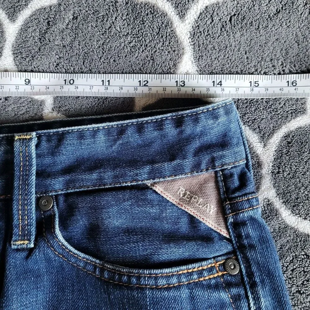 REPLAY R81 Mens Waitom Jeans Dark Blue W29 L32 Button Fly Selvedge Made In Italy